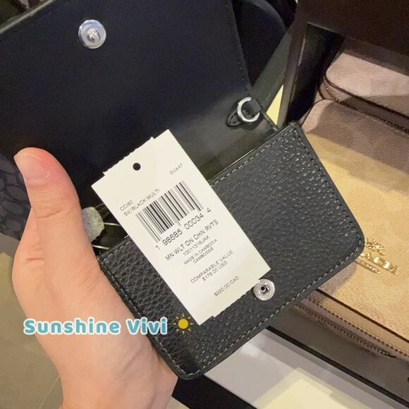 NWT Coach Mini Wallet On A Chain With Rivets CCI80 Silver Black - Picture 5 of 6